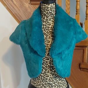 Teal Rabbit Fur Women's Jacket
